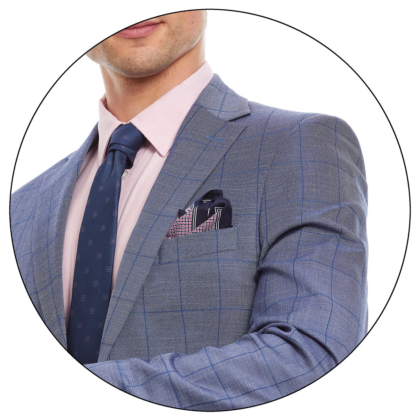 Traje Para Hombre Slim Fit A Cuadros Solapa Escuadra