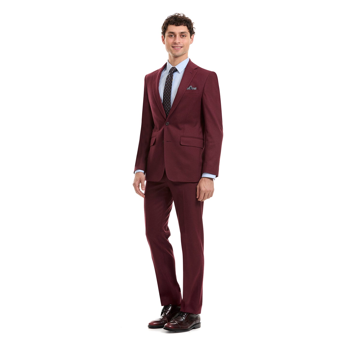 Traje Recto Dos Botones Slim Fit en Tejido Liso
