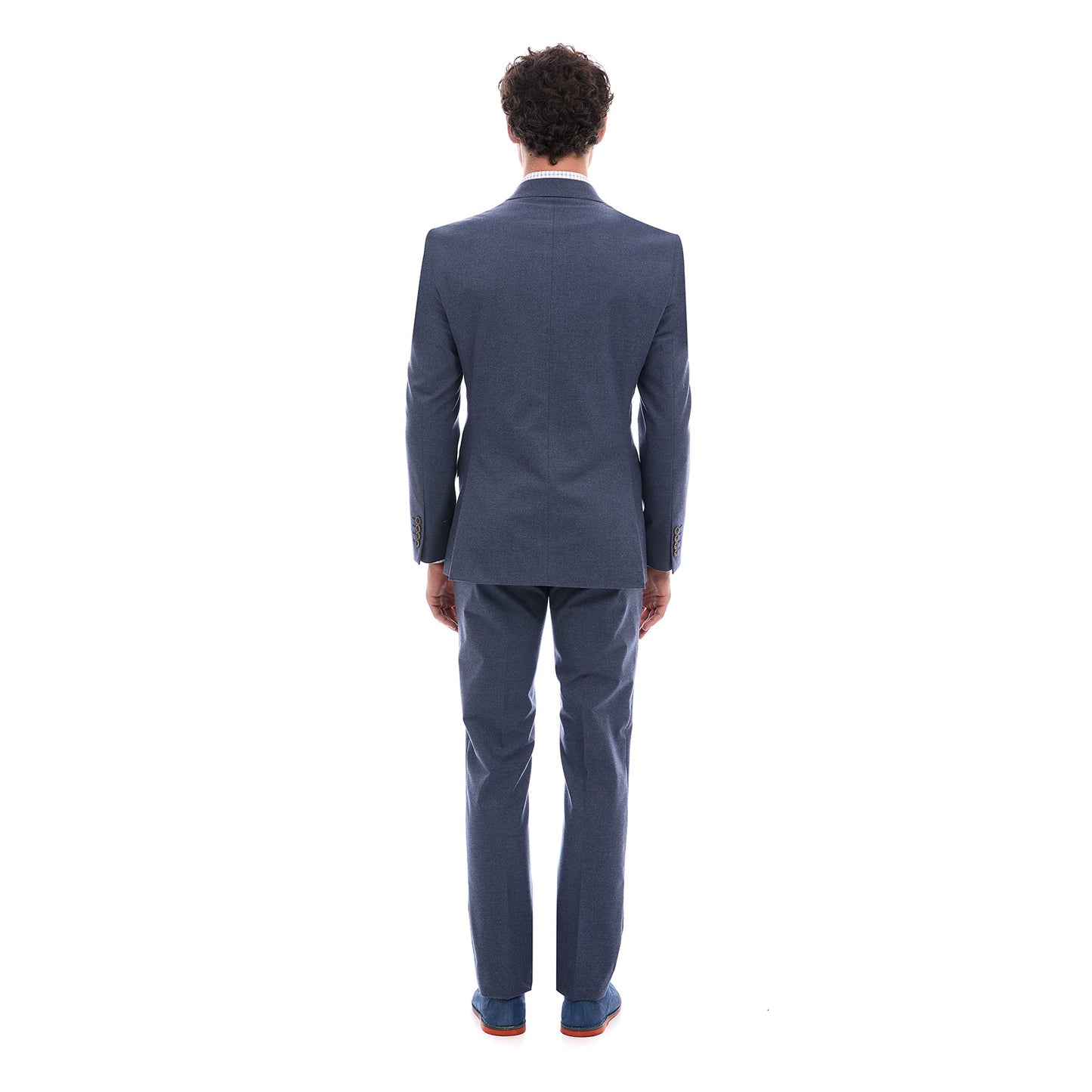 Traje Recto Fit Slim en tejido Azul Marino Liso