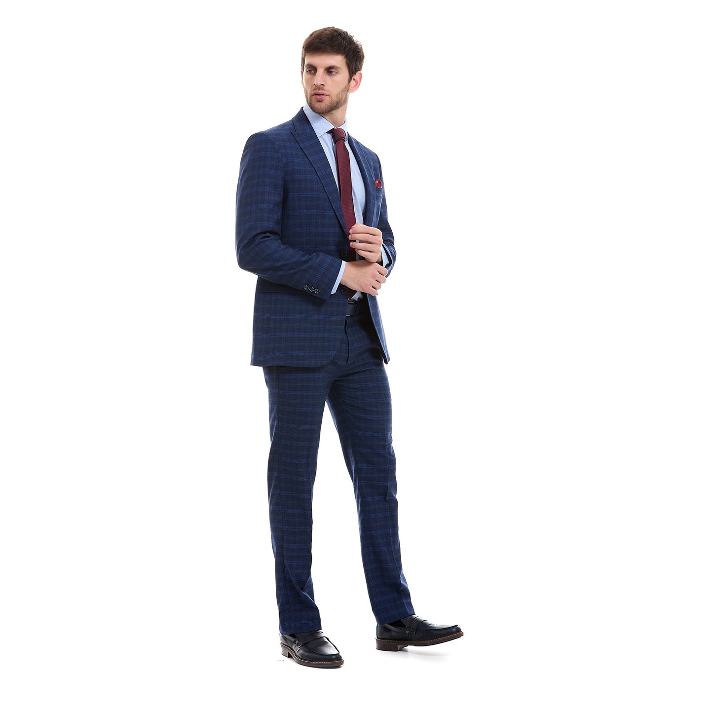 Traje Slim Fit Vittorio Forti Solapa de Pico a Cuadros
