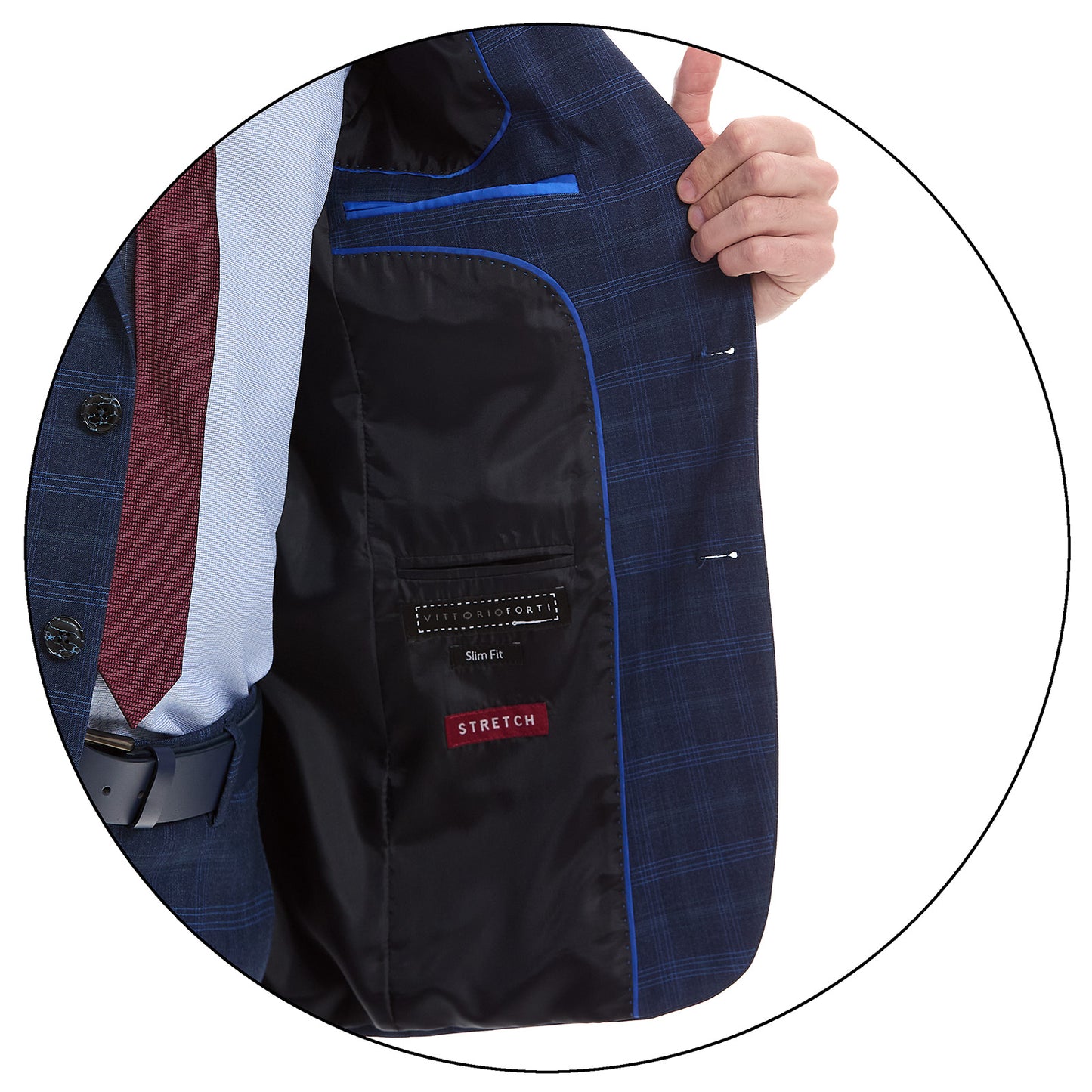Traje Slim Fit Vittorio Forti Solapa de Pico a Cuadros