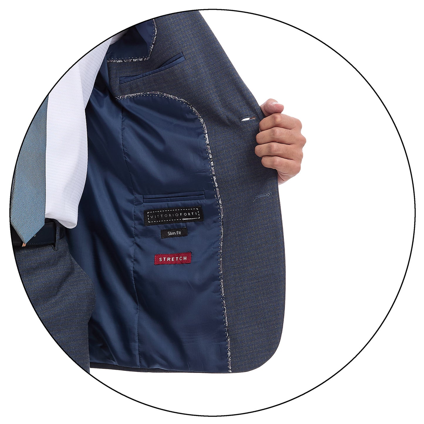 Traje para caballero Fit Slim Tejido a Cuadros Azul