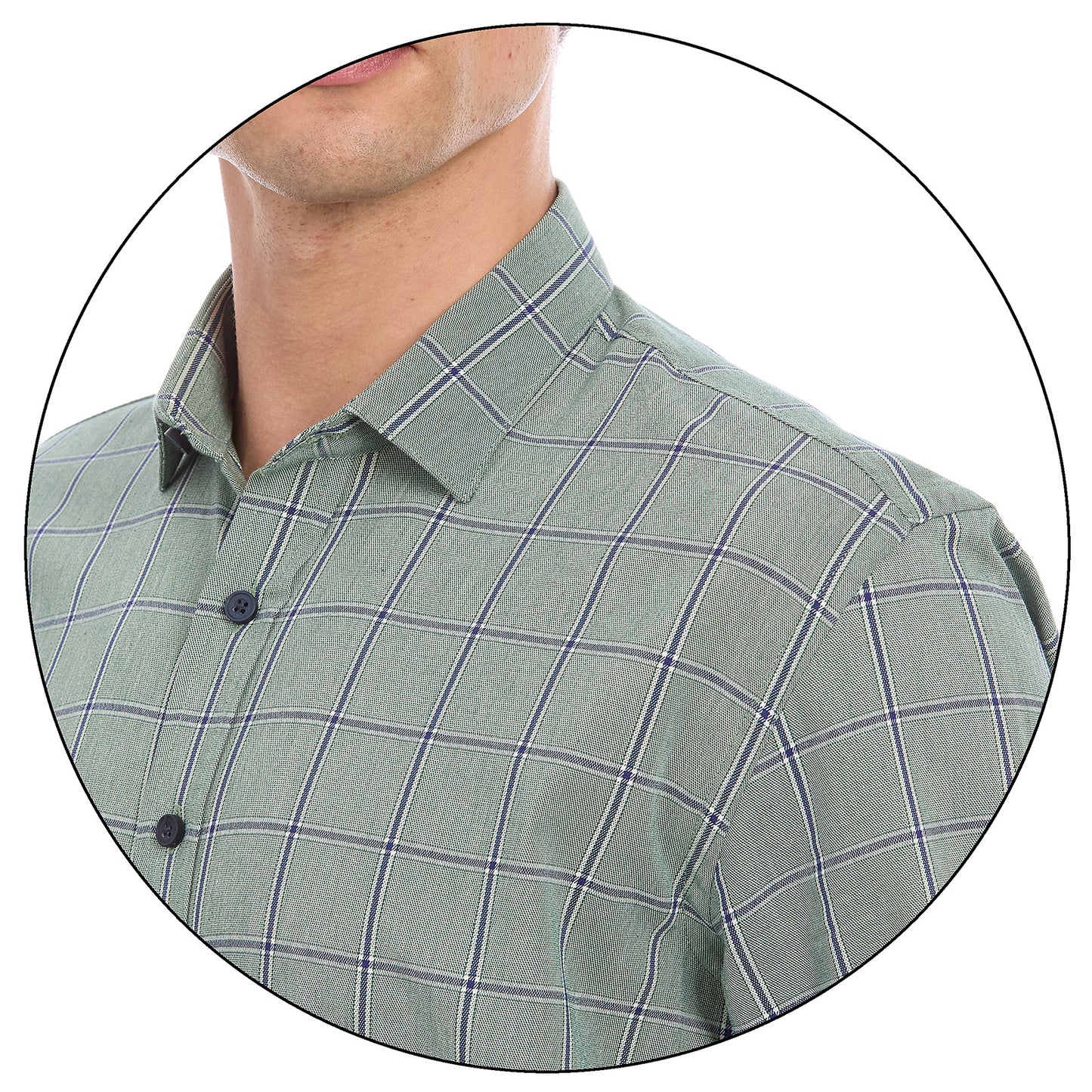 Detalle cuello de Camisa Formal color Verde para Hombre Vittorio Forti