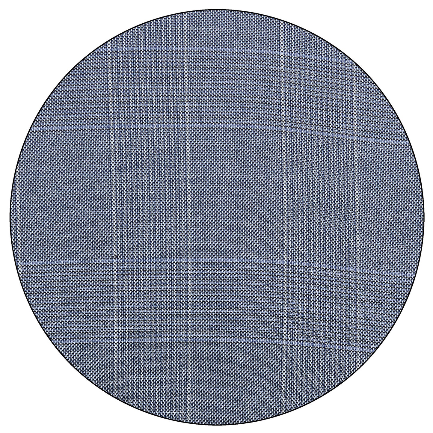 Detalle cercano del tejido del traje azul marino slim fit para hombre. Se distingue la textura del material, las costuras precisas y el acabado elegante del modelo Vittorio Forti.