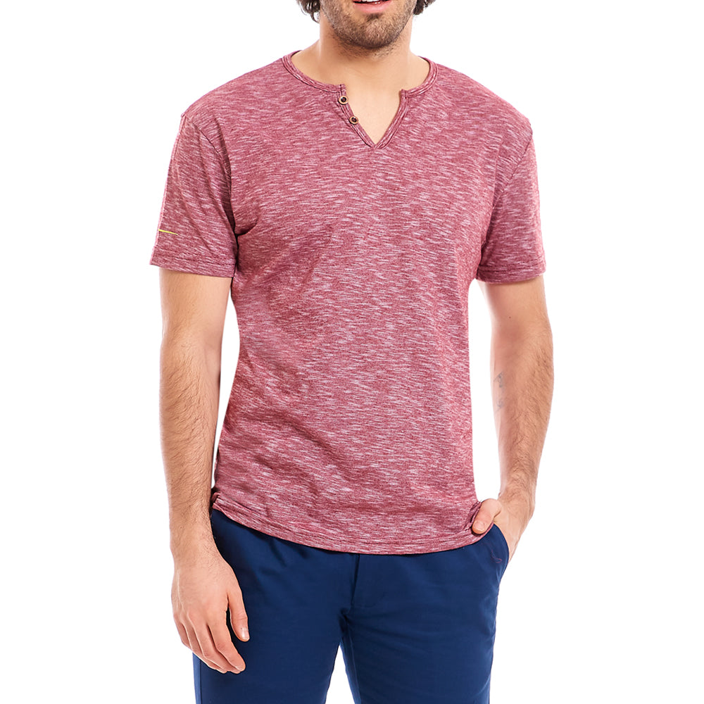 Playera Henley Para Hombre Color Vino Casual – Vittorio Forti