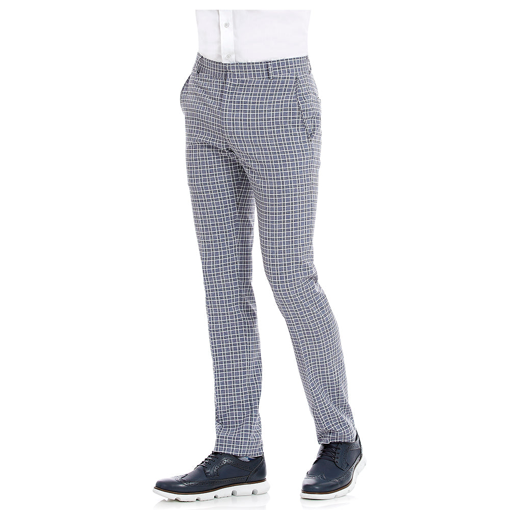 Pantalón De Vestir Para Hombre Formal Azul Slim-Fit