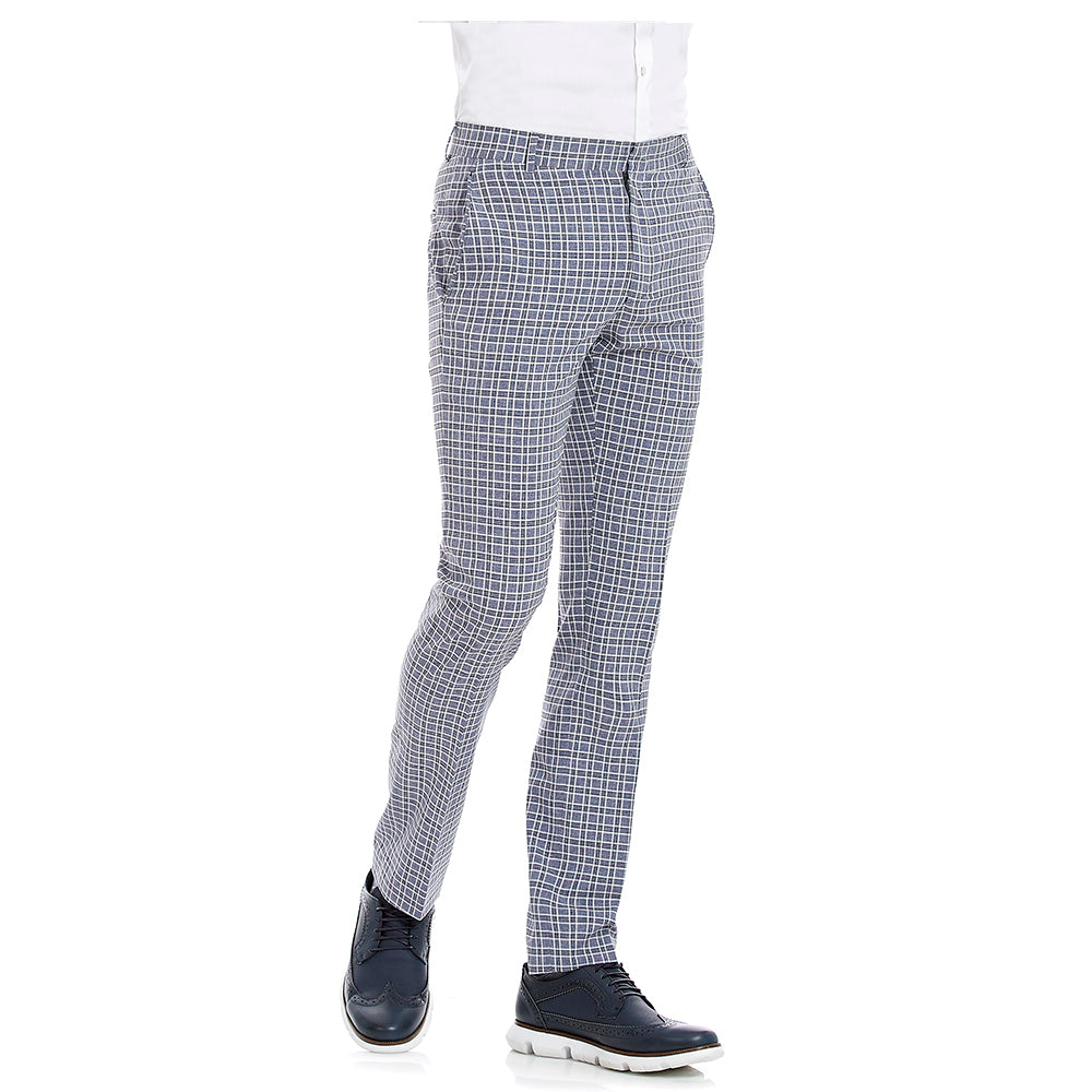 Pantalón De Vestir Para Hombre Formal Azul Slim-Fit