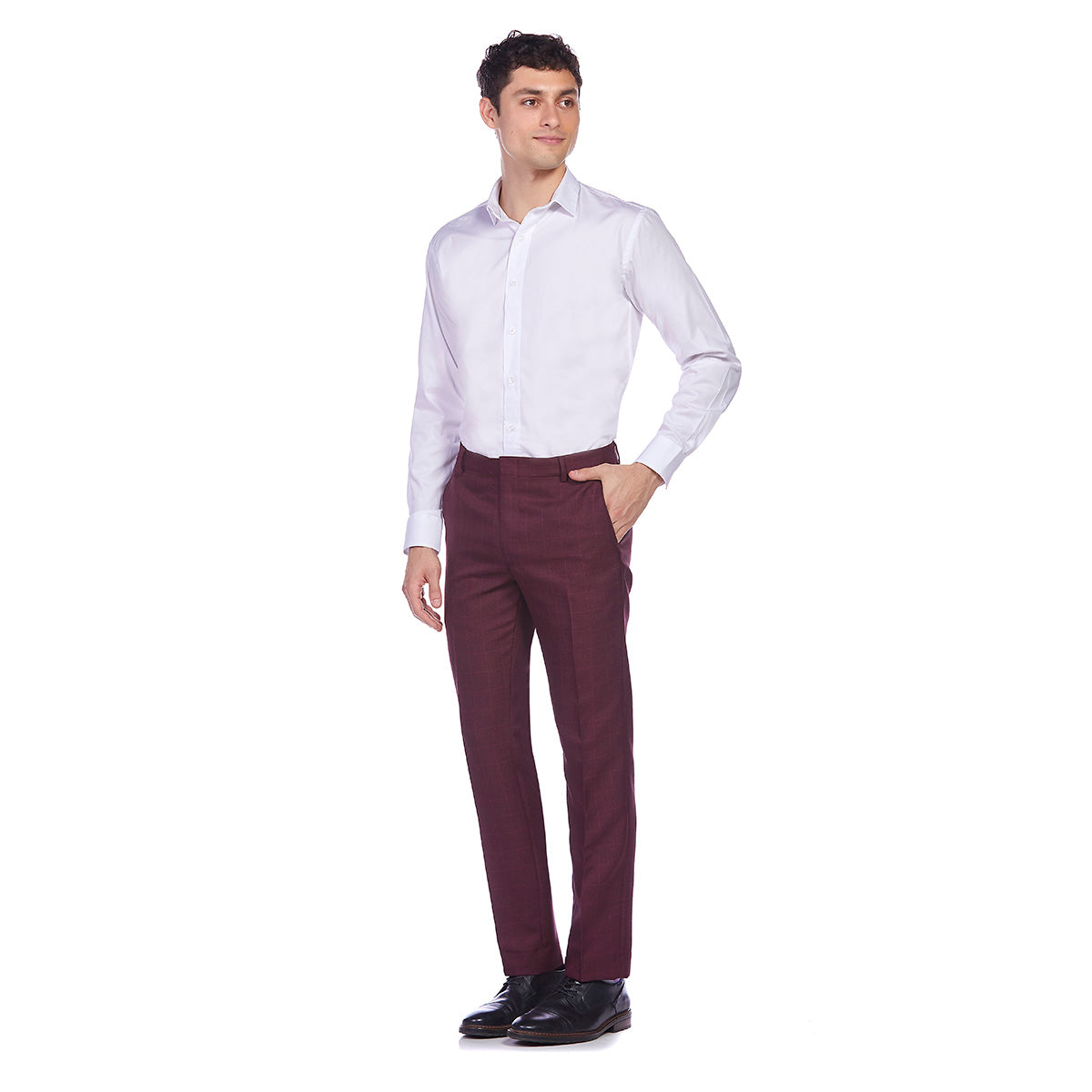 Pantalon formal para hombre color vino