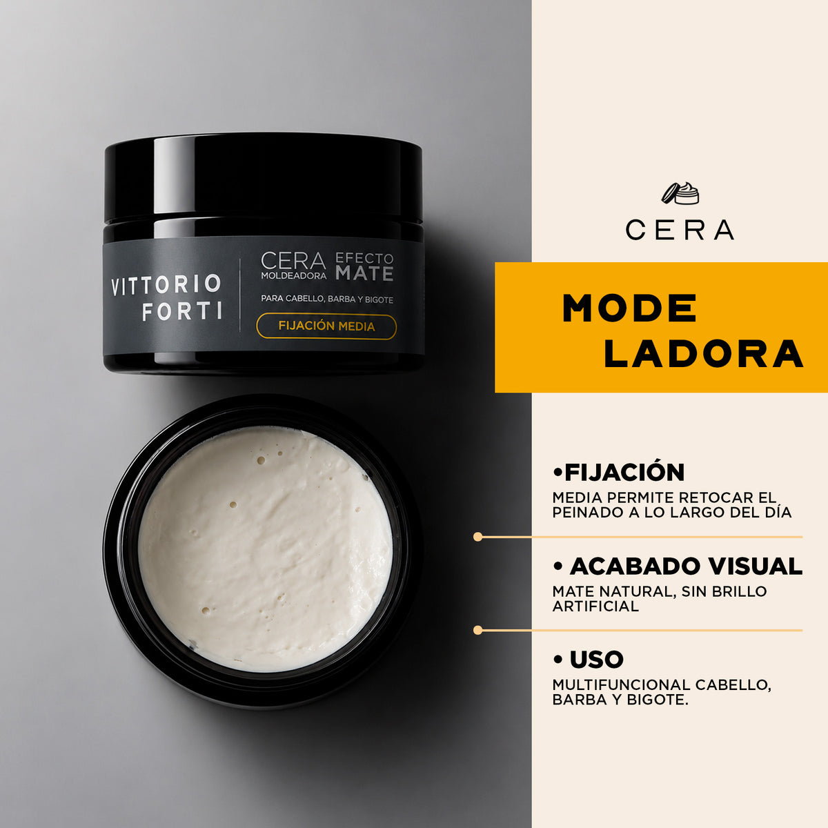 Cera Moldeadora Para Caballero Fijación Media Efecto Mate