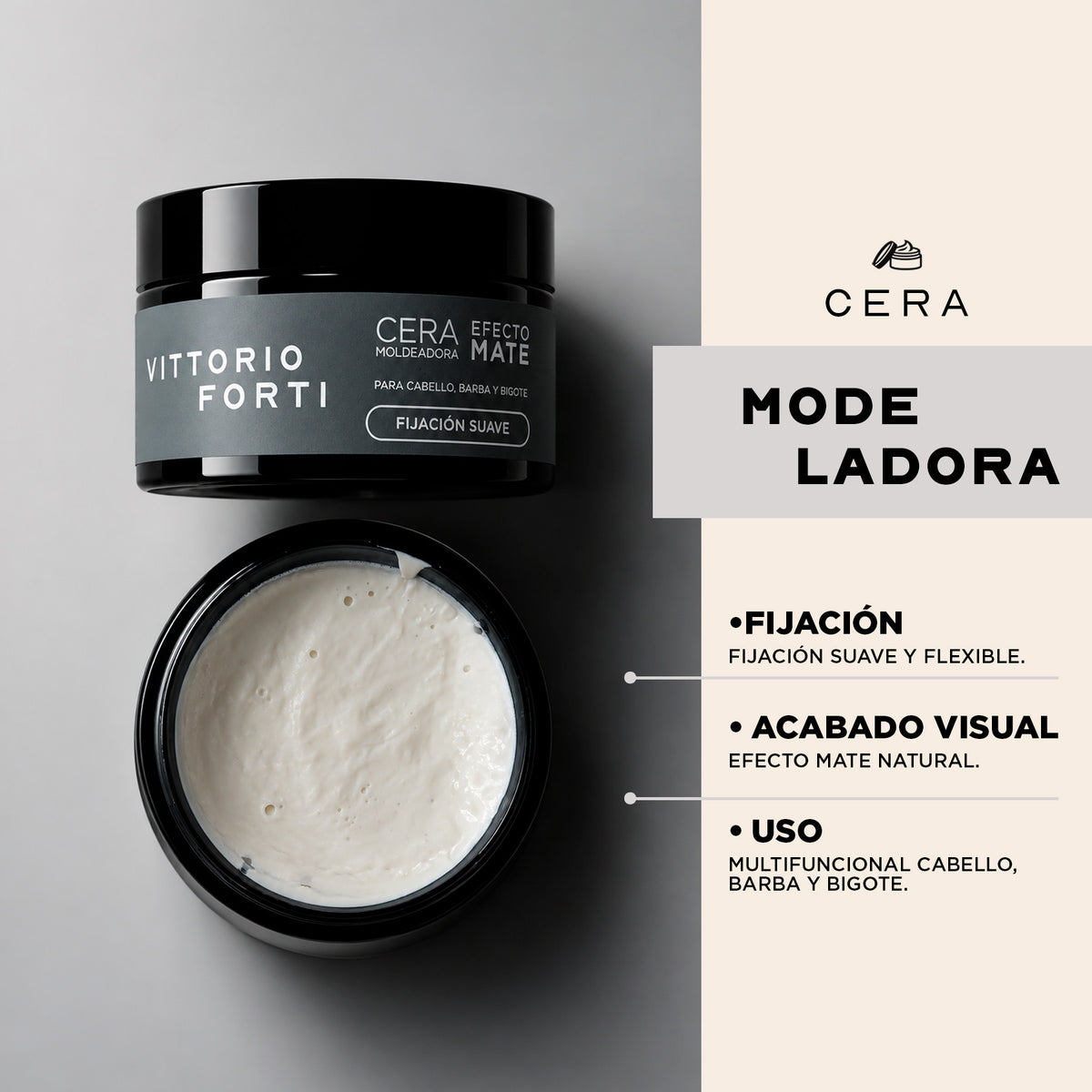 Cera Moldeadora Para Caballero Fijación Suave Efecto Mate