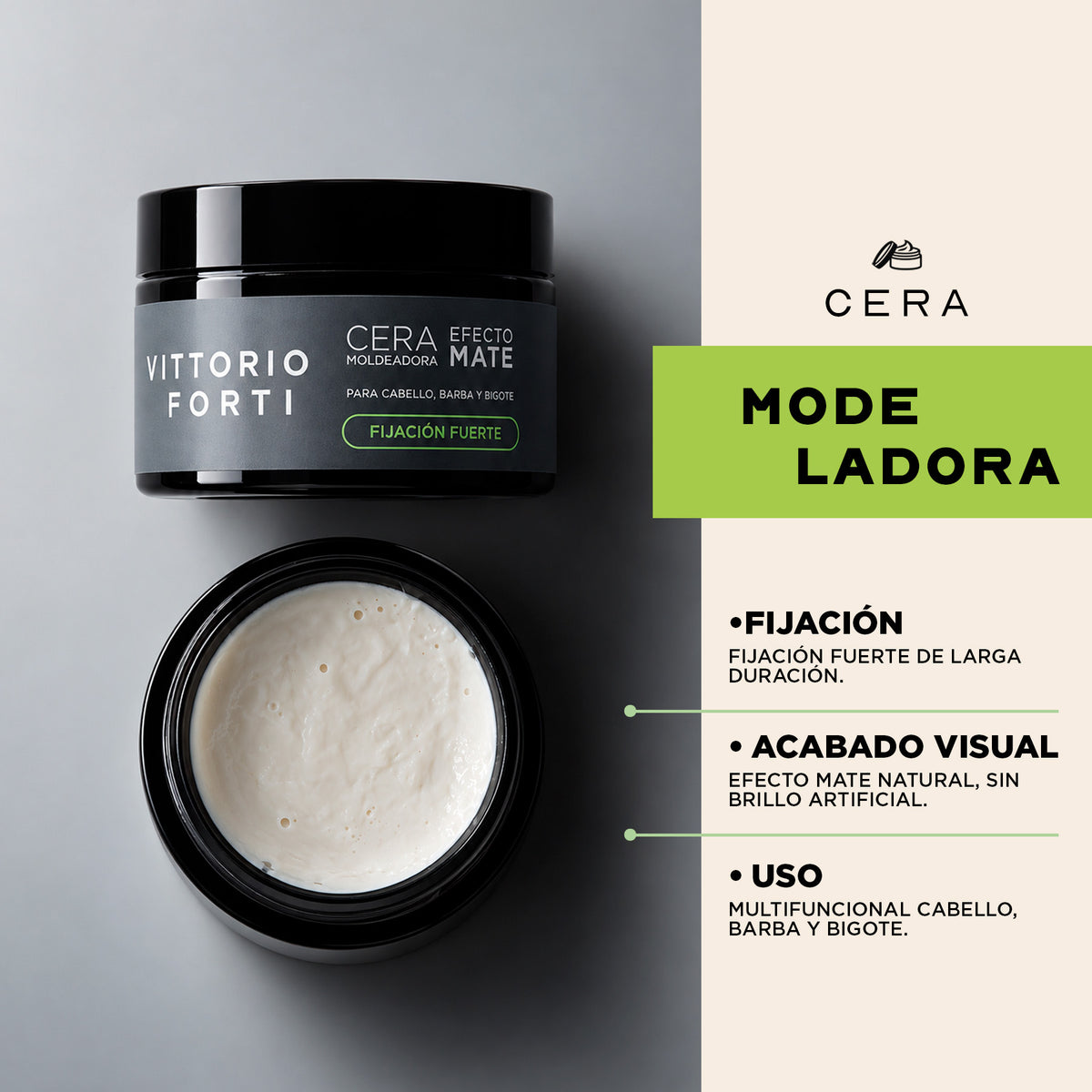 Cera Moldeadora Para Caballero Fijación Fuerte Efecto Mate