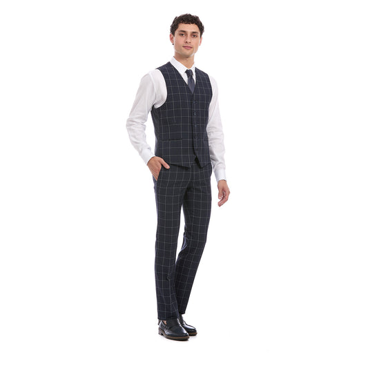 Hombre vistiendo Chaleco Formal De Vestir Color Azul Marino Vittorio Forti