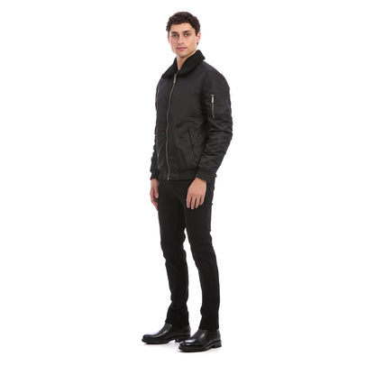 Chamarra Bomber Casual para Caballero con Cuello Desmontable