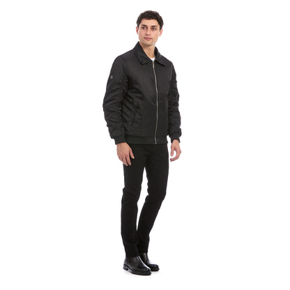 Chamarra Bomber Casual para Caballero con Cuello Desmontable