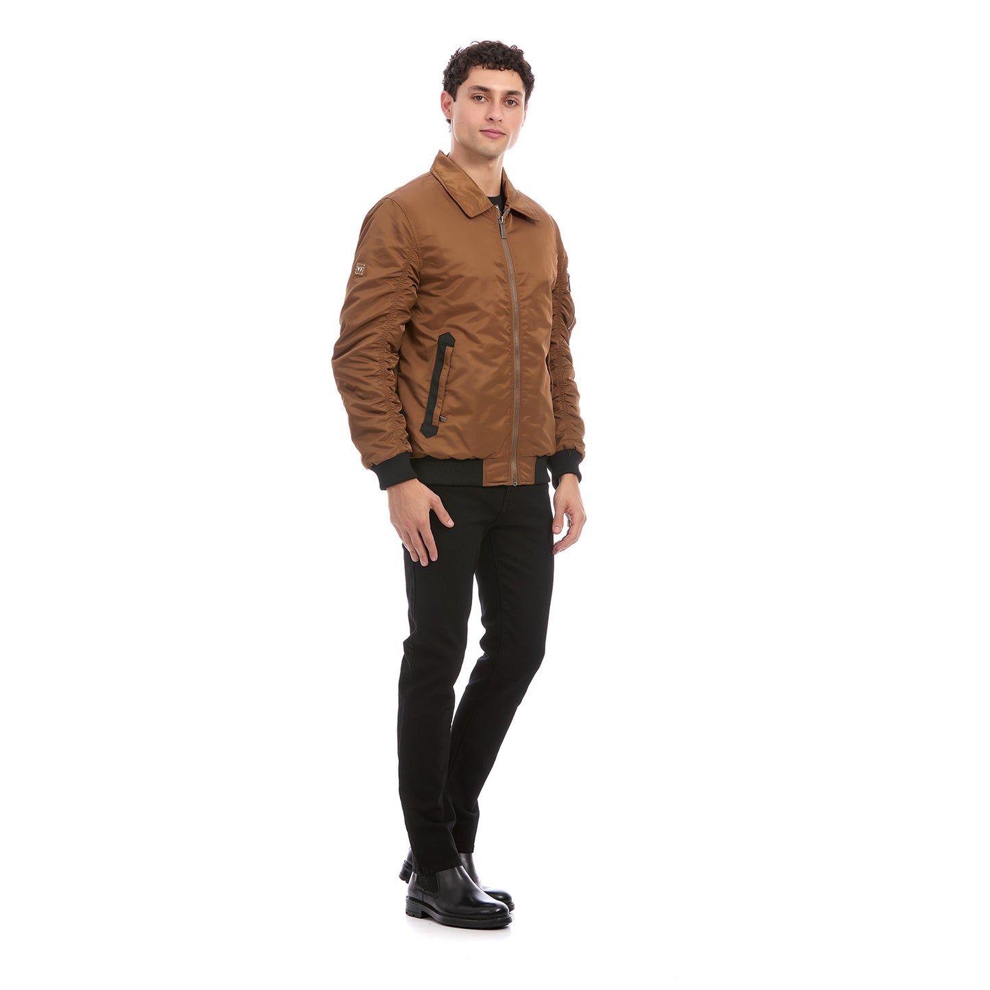 Chamarra Bomber Casual para Caballero con Cuello Desmontable