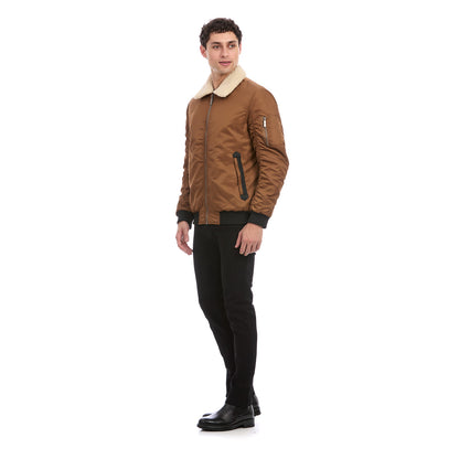 Chamarra Bomber Casual para Caballero con Cuello Desmontable