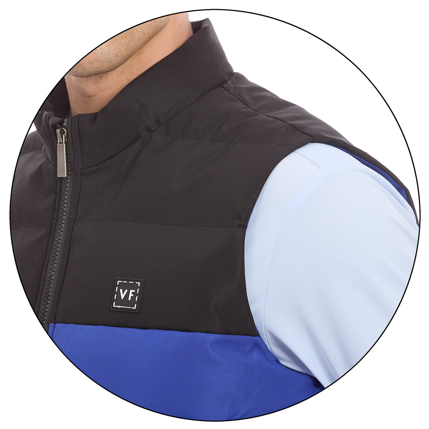 Chaleco Acolchado Para Caballero Bicolor Con Cierre Frontal