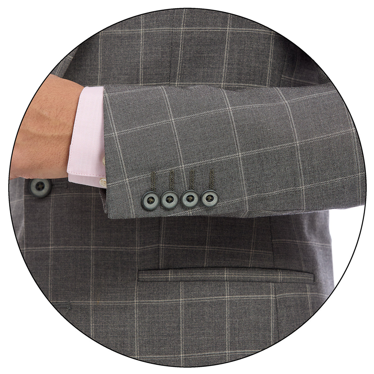 Traje Slim para Caballero con Tejido a Cuadros detalle de puno