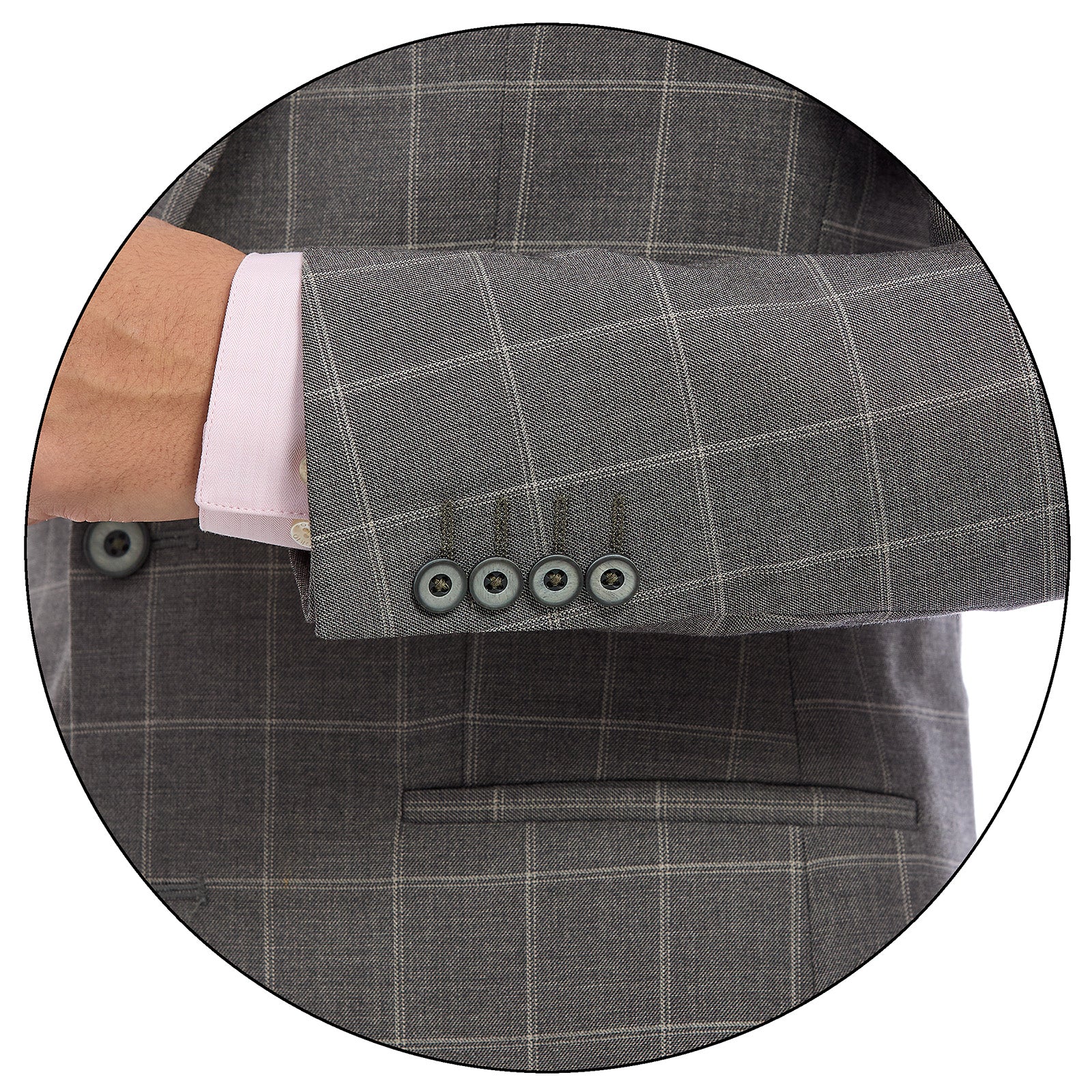 Traje Slim para Caballero con Tejido a Cuadros detalle de puno