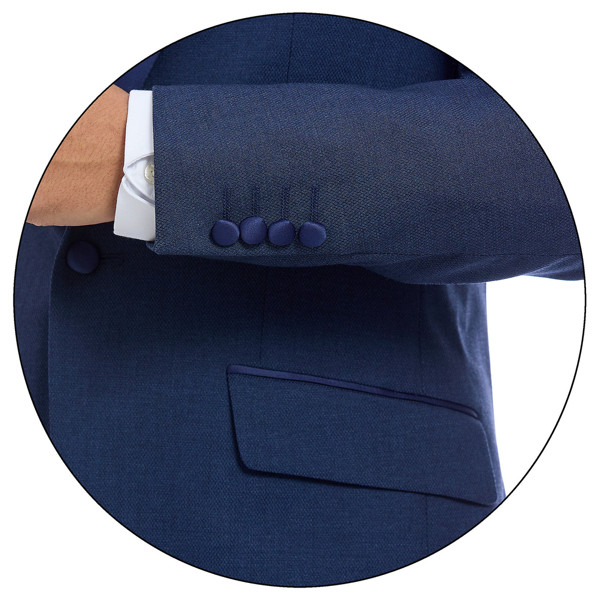 Detalle de Puño de Smoking para Caballero Tejido Liso