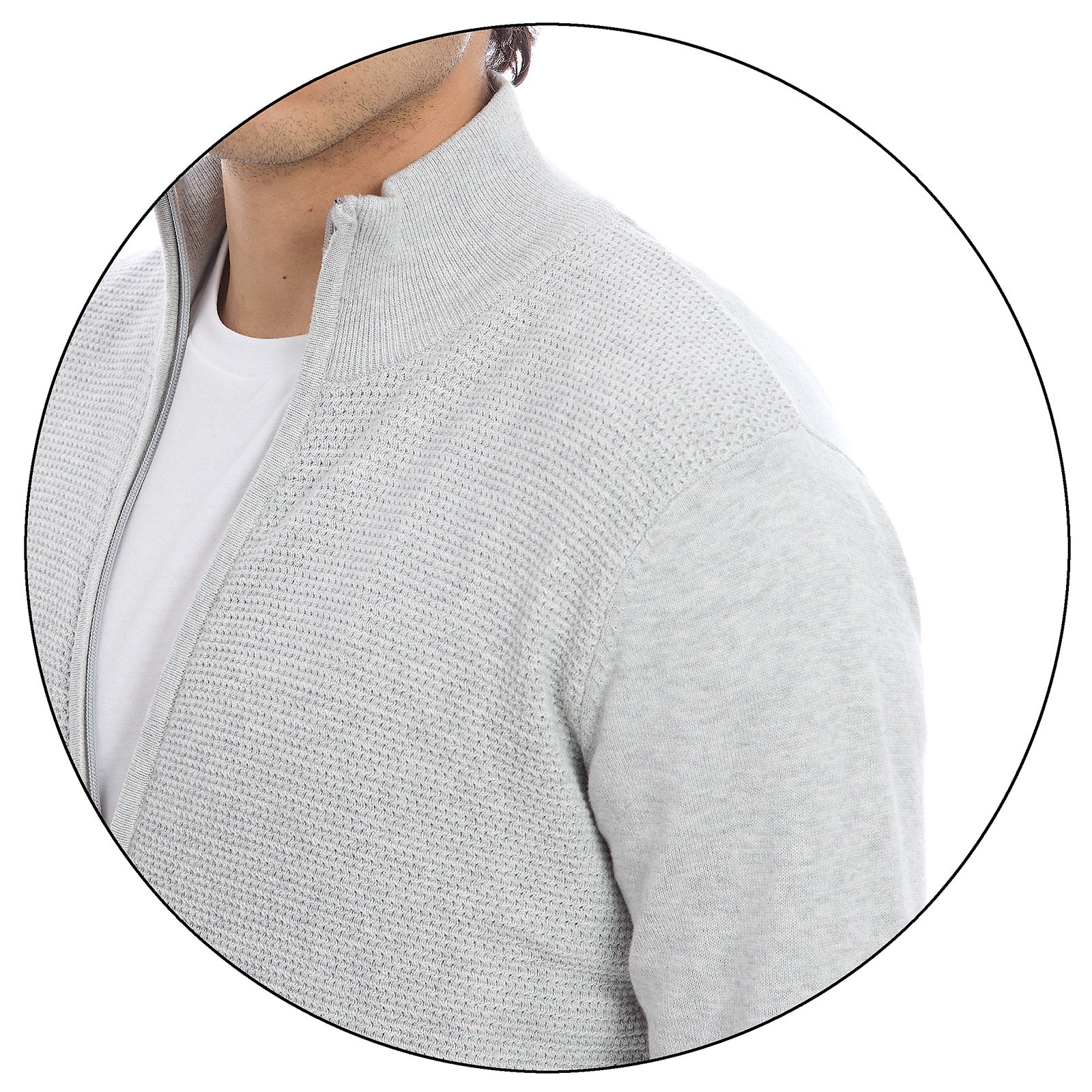 Sueter para Hombre con Cierre Frontal Moda Casual Manga Larga y Cuello Alto