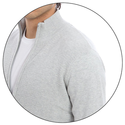 Sueter para Hombre con Cierre Frontal Moda Casual Manga Larga y Cuello Alto