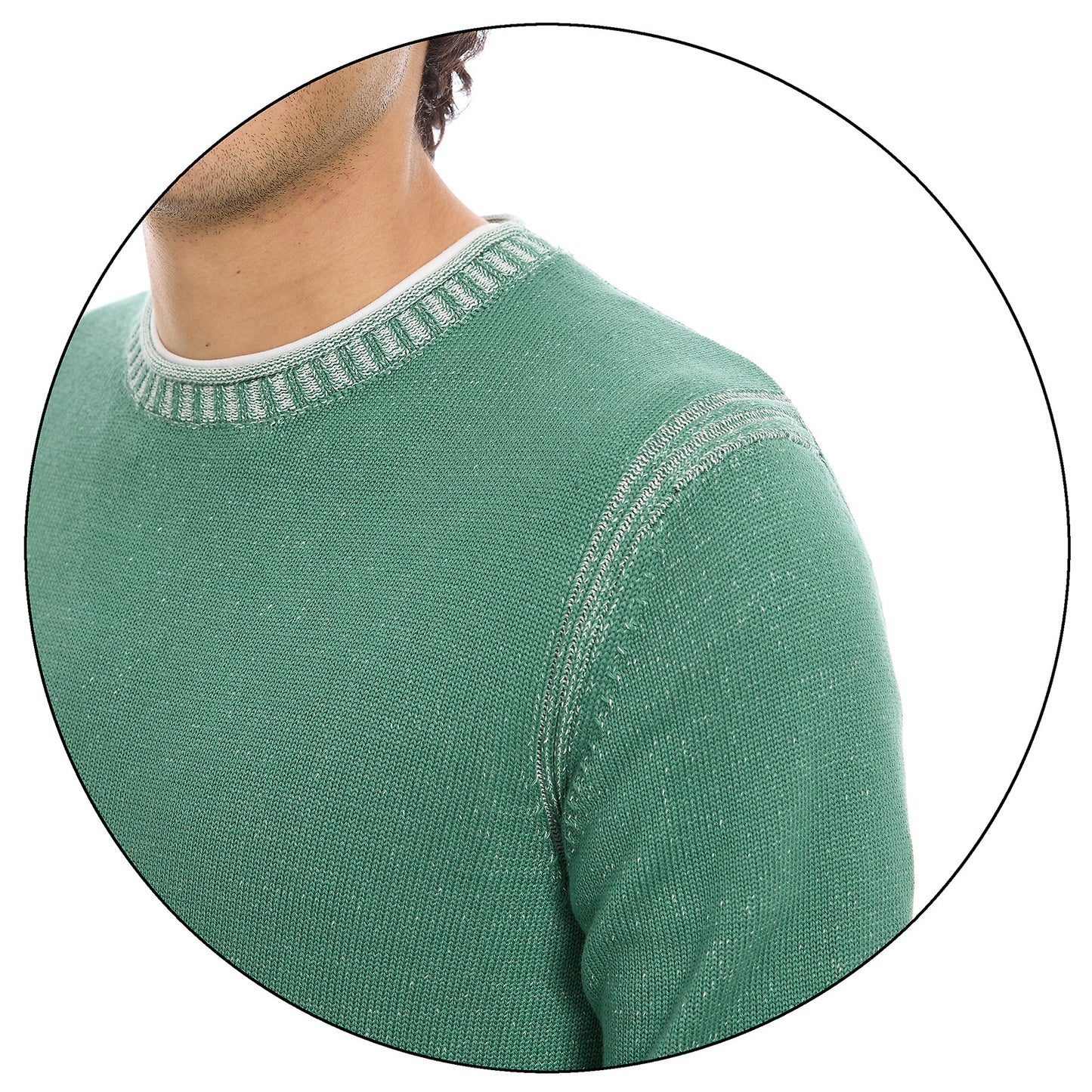 Suéter Slim Fit Caballero Manga Larga con Cuello Redondo