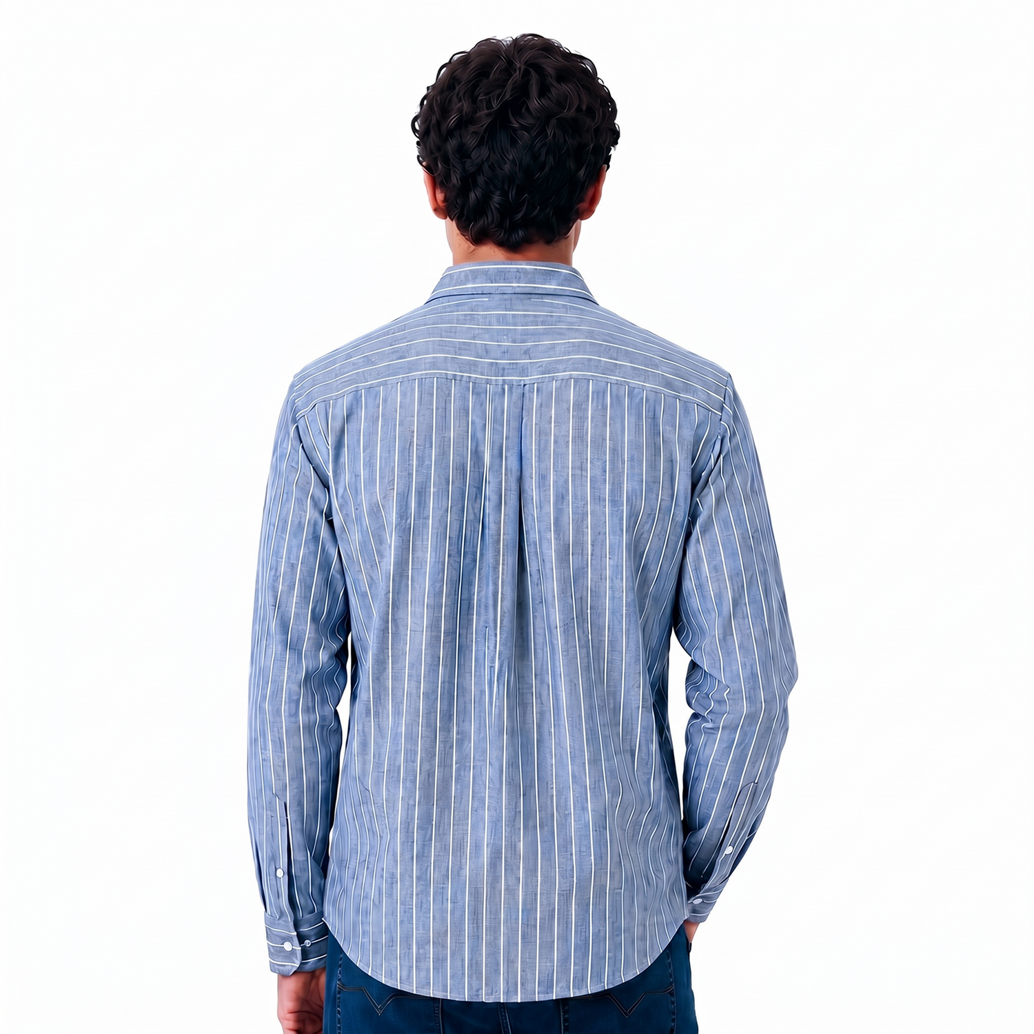 Camisa Regular Fit Rayas Blancas para Caballero Elegante