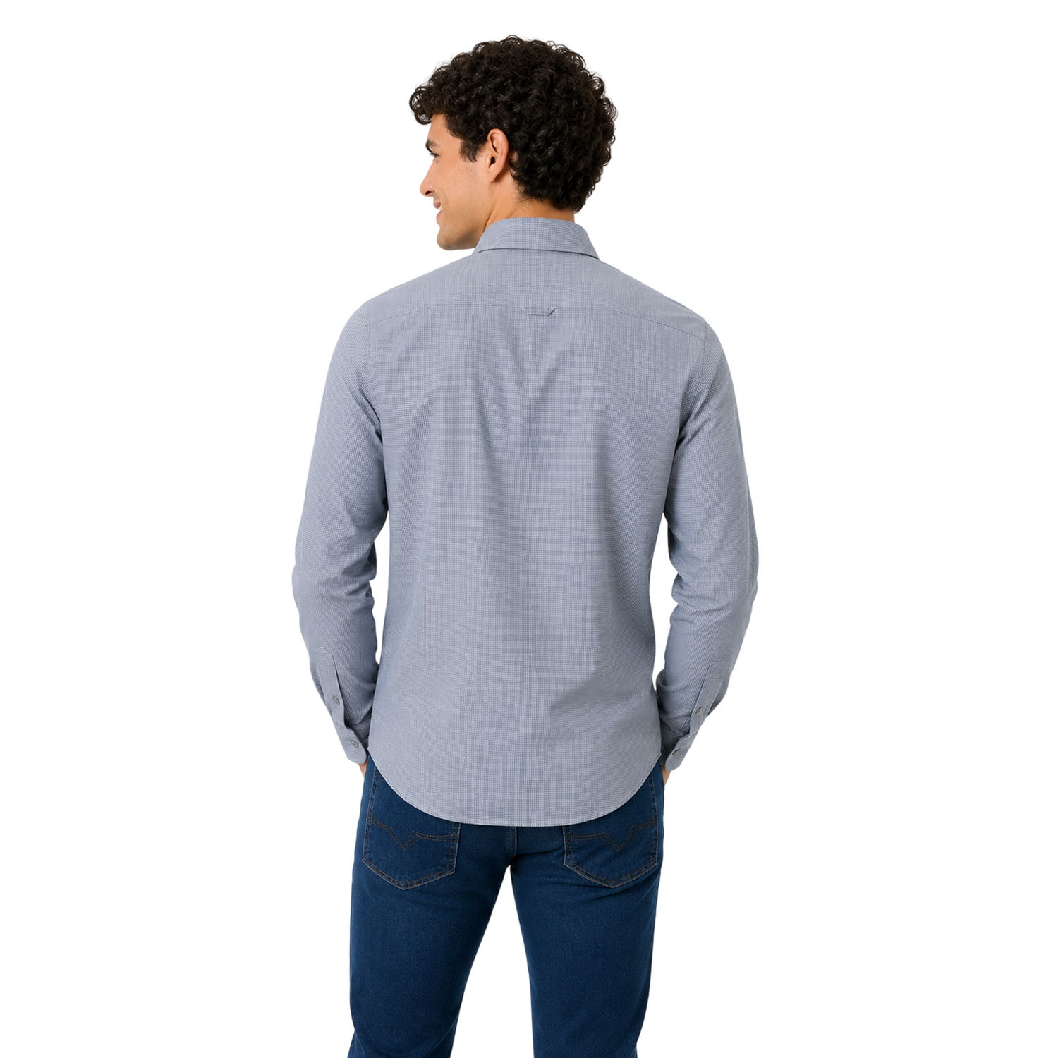 Camisa Stretch Mini Cuadros para Caballero Manga Larga