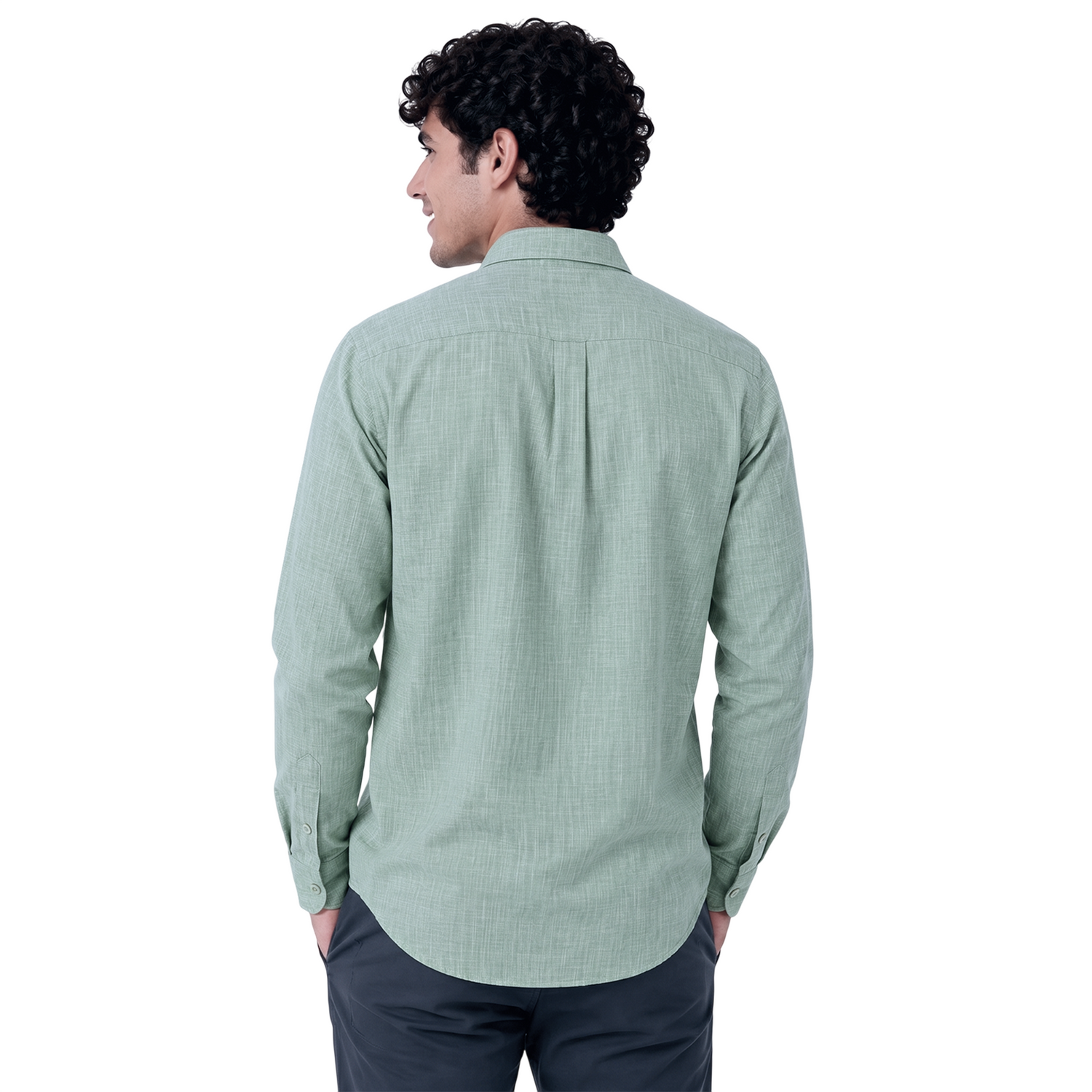 Camisa Slim Fit Mini Cuadros para Caballero Stretch