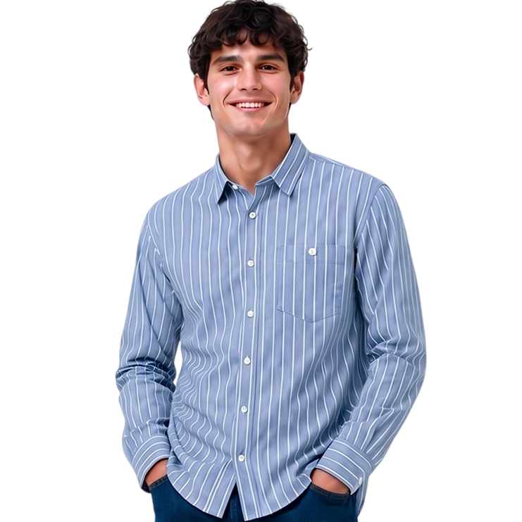 Camisa Regular Fit Rayas Blancas para Caballero Elegante