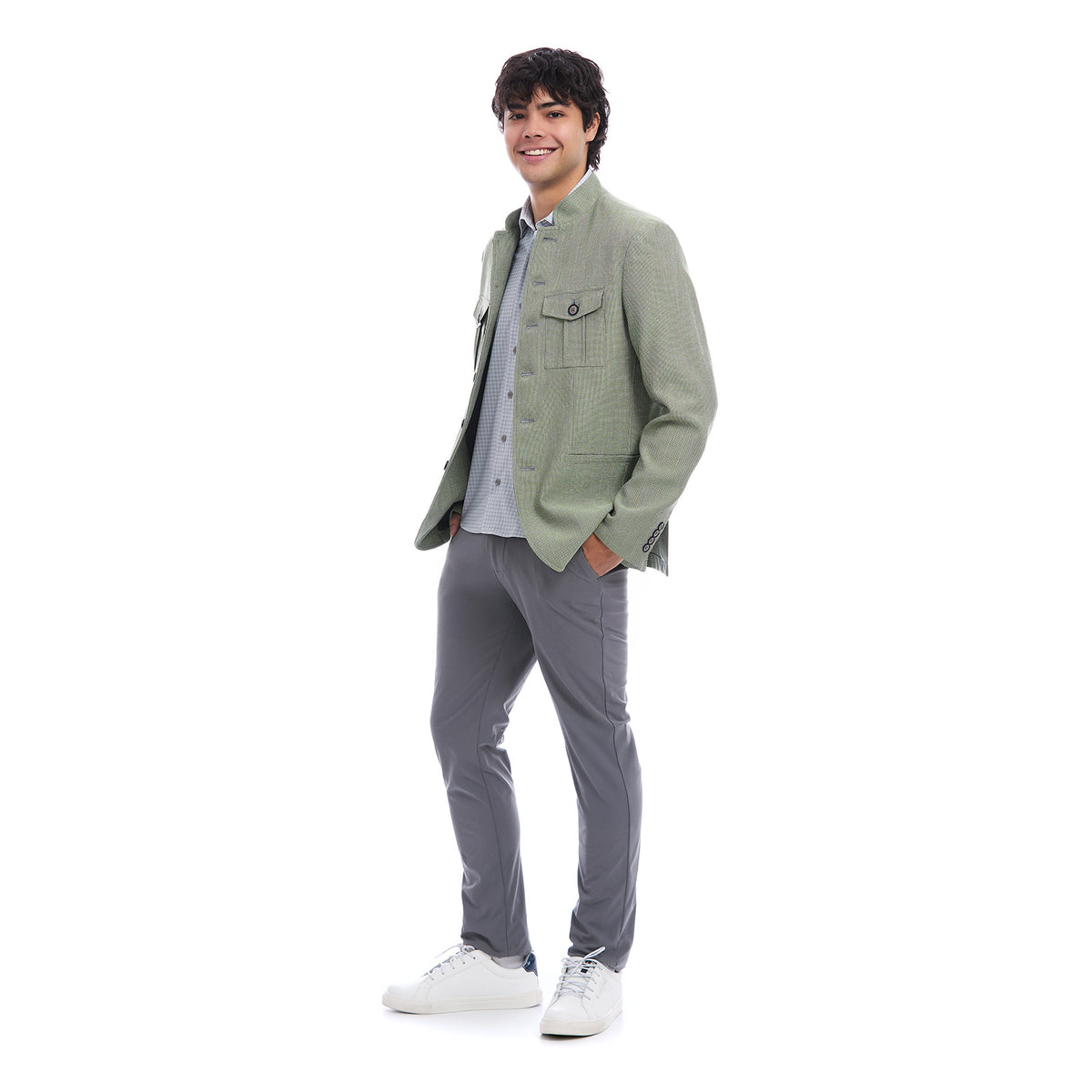 Saco Casual para Caballero Slim Fit Cuello Mao Vista Total Look