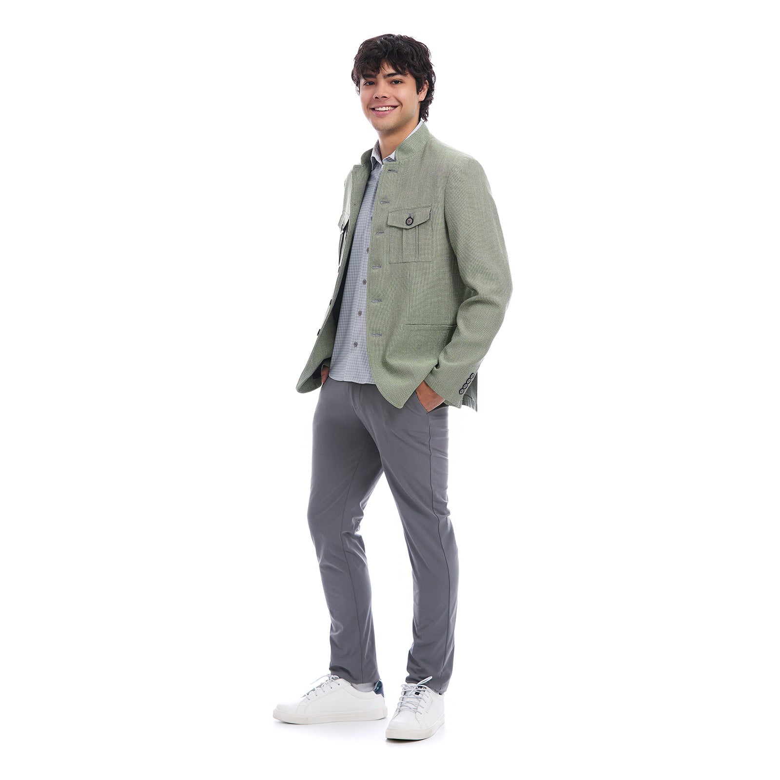 Saco Casual para Caballero Slim Fit Cuello Mao Vista Total Look