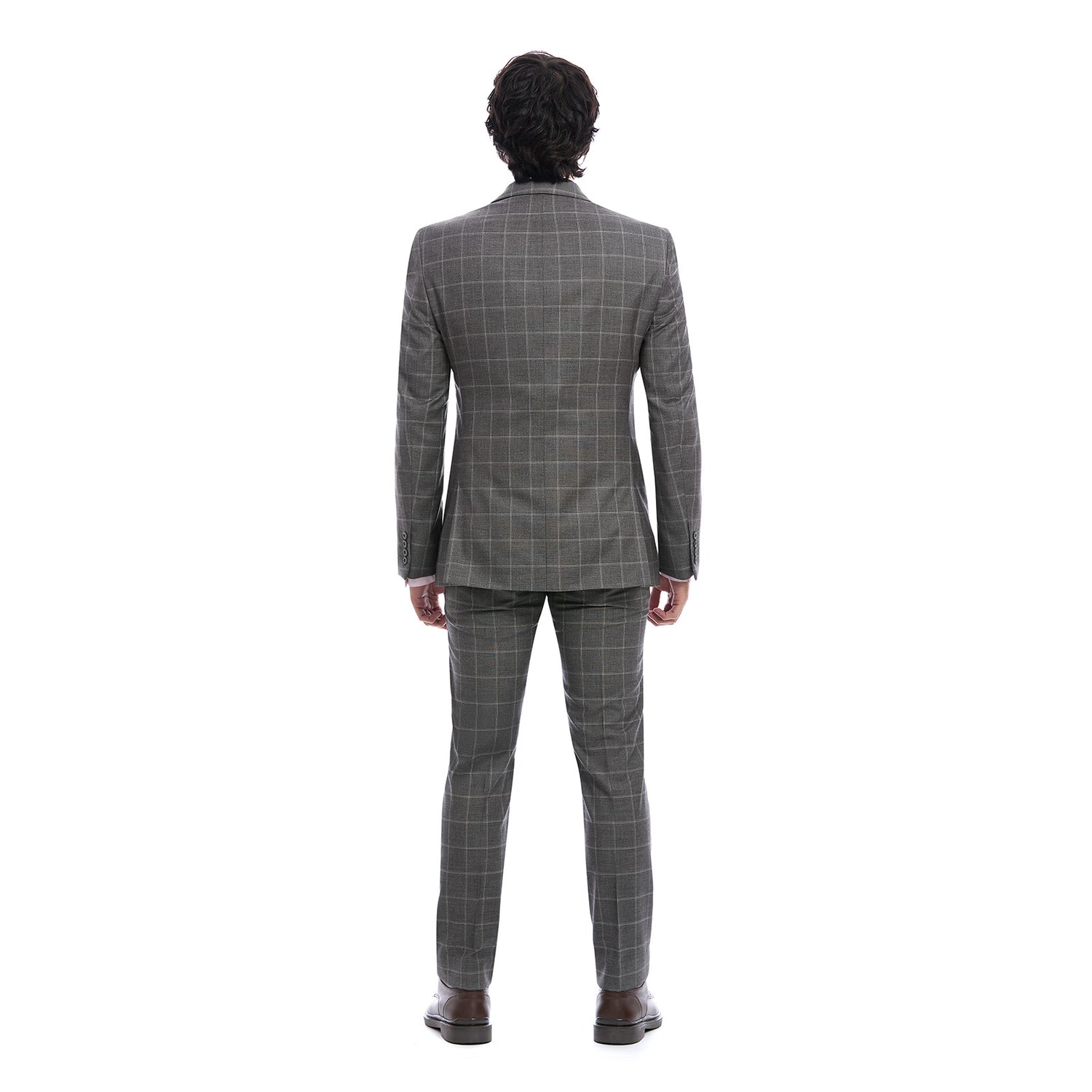 Traje Slim para Caballero con Tejido a Cuadros Vista de espalda