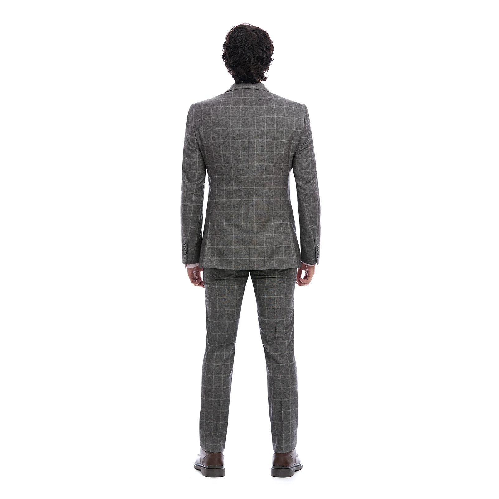 Traje Slim para Caballero con Tejido a Cuadros Vista de espalda