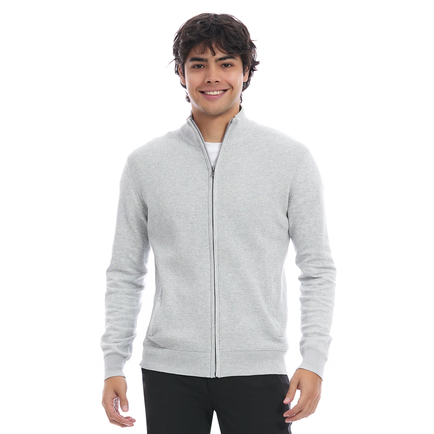 Sueter para Hombre con Cierre Frontal Moda Casual Manga Larga y Cuello Alto