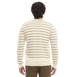 Sueter para Hombre Moda Casual con Diseño A Rayas Cuello Redondo Vista de Espalda