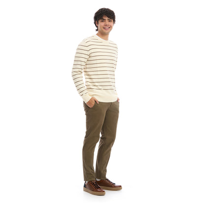 Sueter para Hombre Moda Casual con Diseño A Rayas Cuello Redondo Vista Total Look