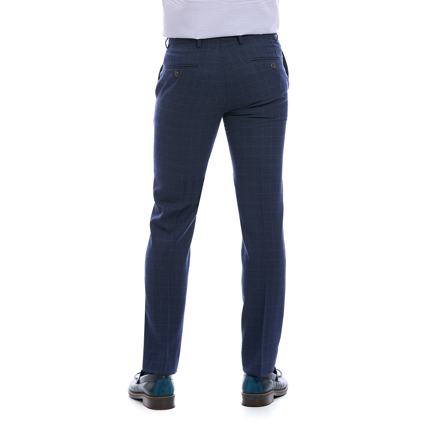 Pantalon de Vestir para Caballero Slim Color Azul Vista de Espalda
