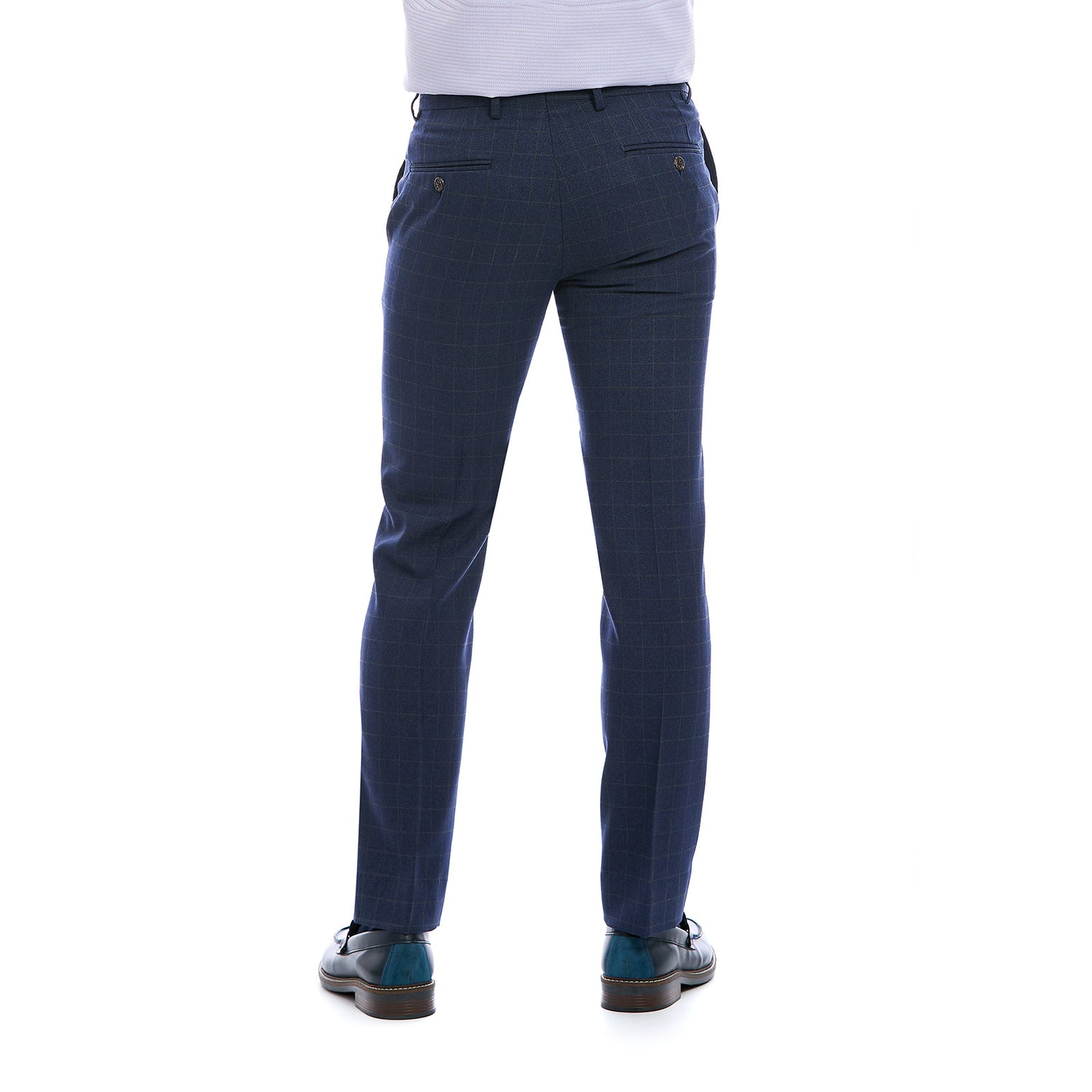 Pantalon de Vestir para Caballero Slim Color Azul Vista de Espalda