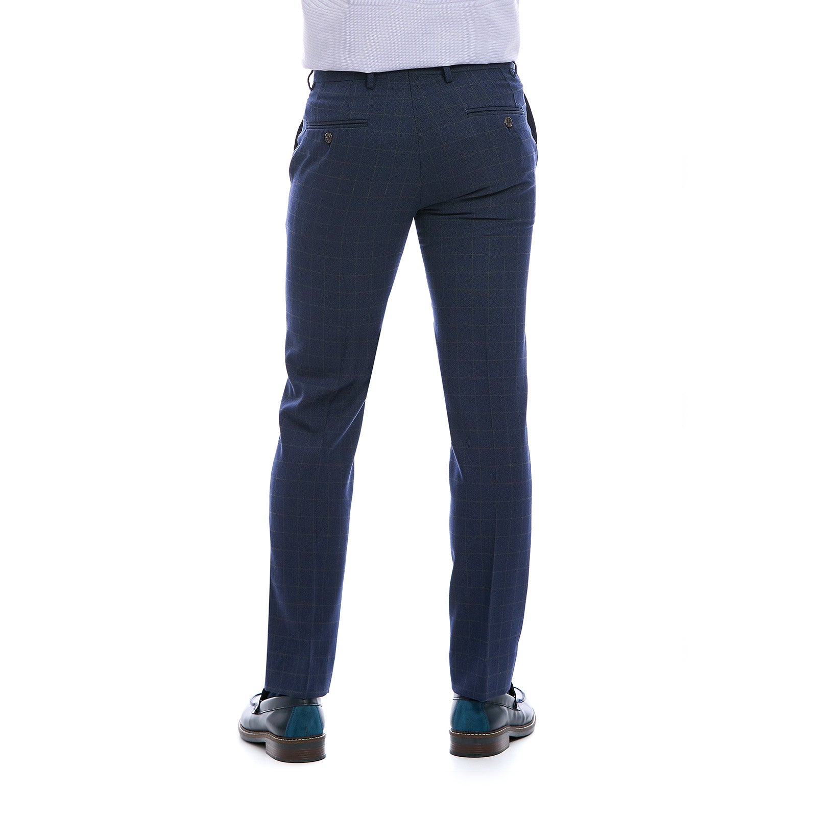 Pantalon de Vestir para Caballero Slim Color Azul Vista de Espalda