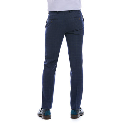 Pantalon de Vestir para Caballero Slim Color Azul Vista de Espalda