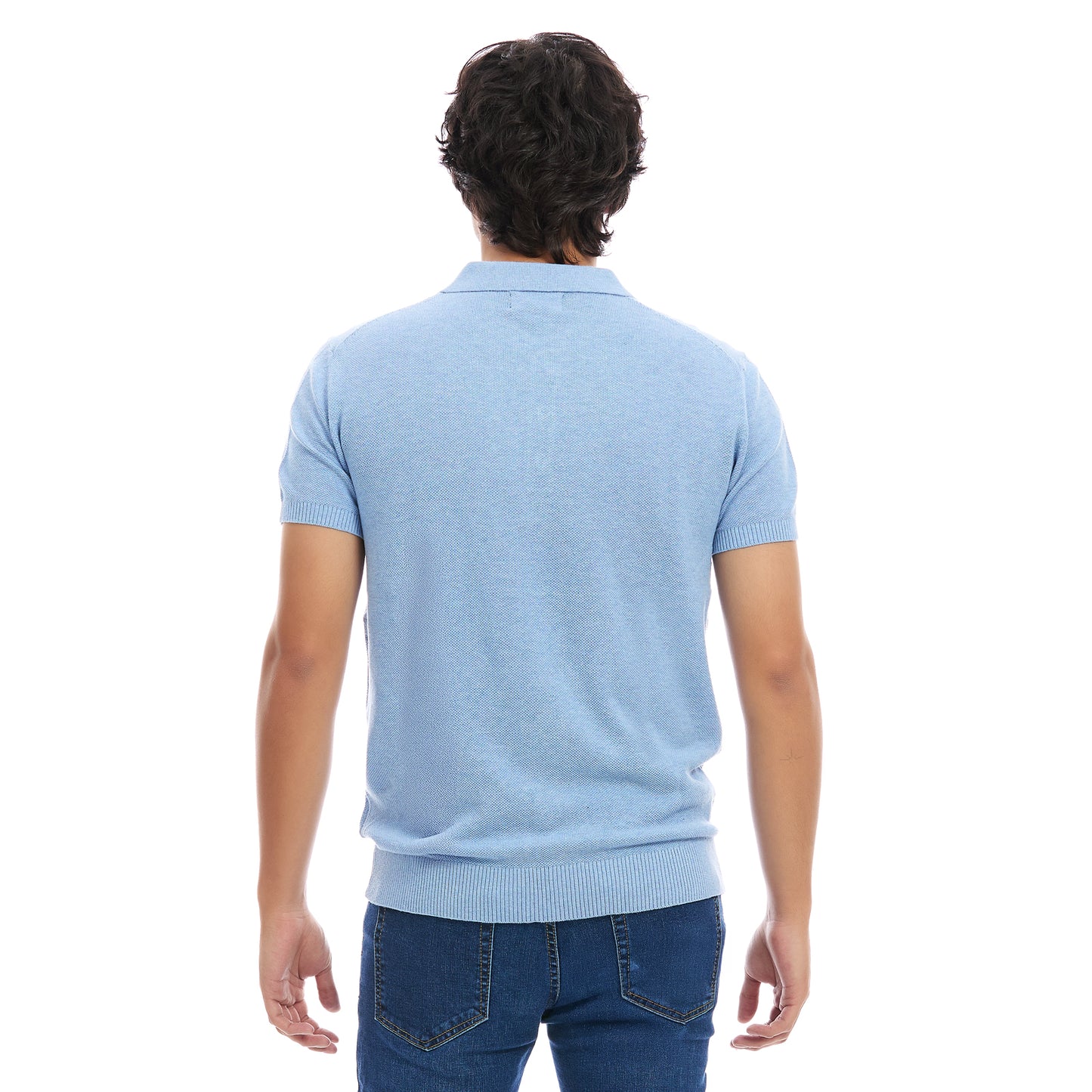Playera de Caballero Tipo Polo con Cuello y 3 Botones Manga Corta Vista de Espalda
