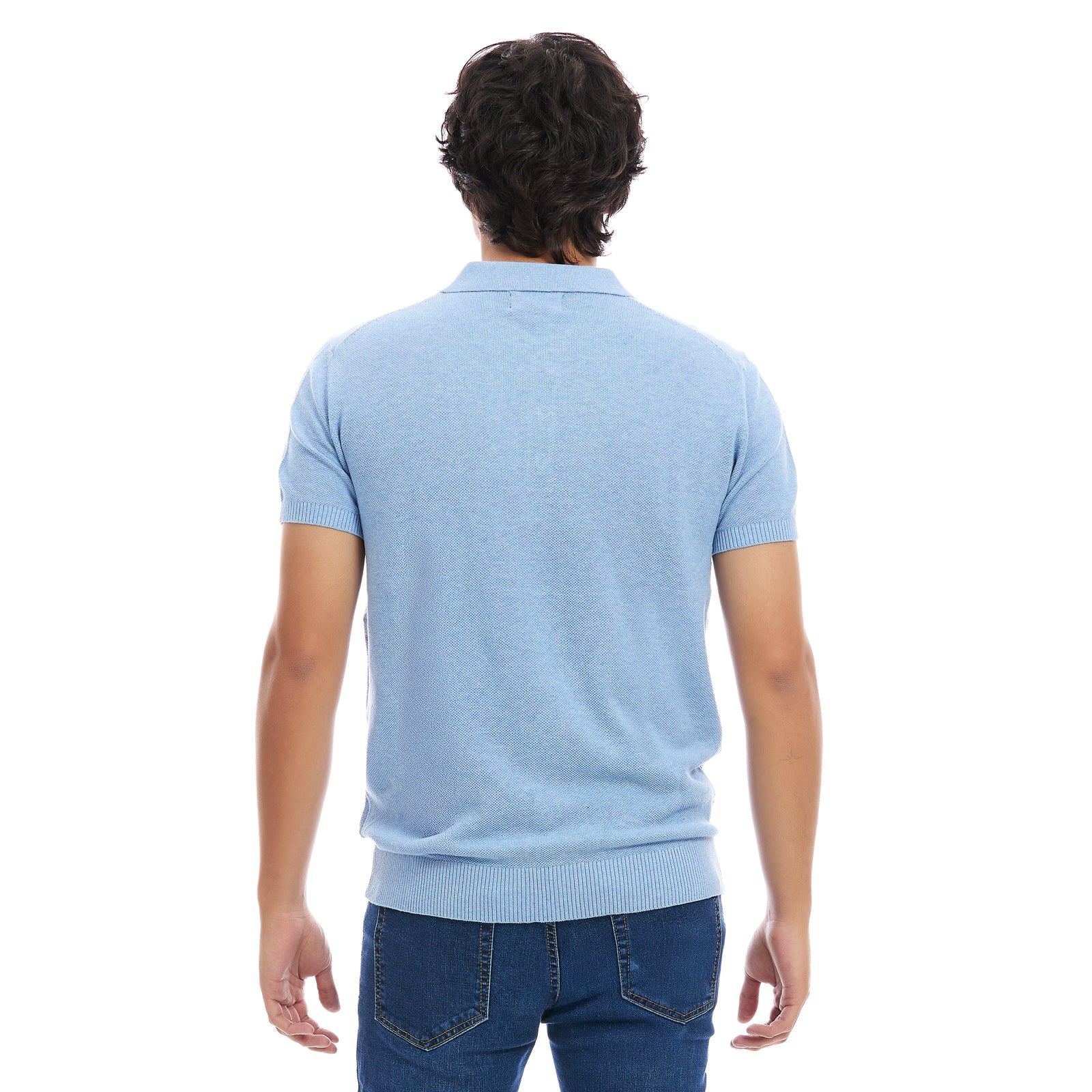 Playera de Caballero Tipo Polo con Cuello y 3 Botones Manga Corta Vista de Espalda