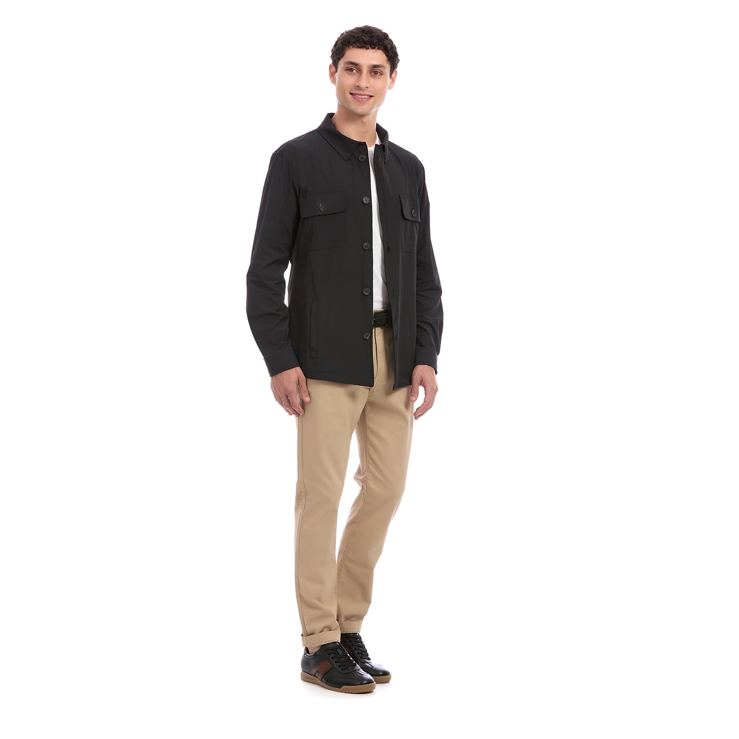 Sobrecamisa Casual Manga Larga para Hombre Tejido Liso