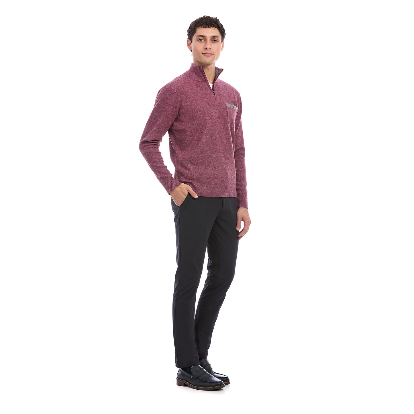 Suéter Para Caballero Con Cierre Medio y Bolsillo