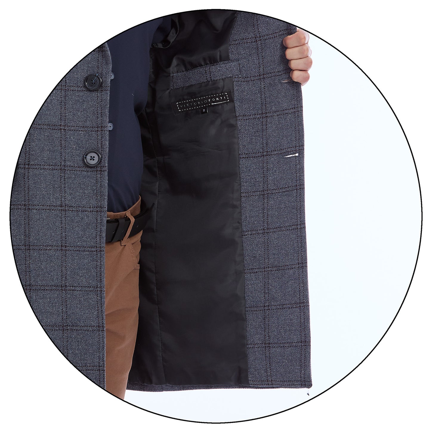 Abrigo 3/4 Para Caballero Solapa Escuadra A Cuadros