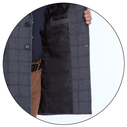 Abrigo 3/4 Para Caballero Solapa Escuadra A Cuadros