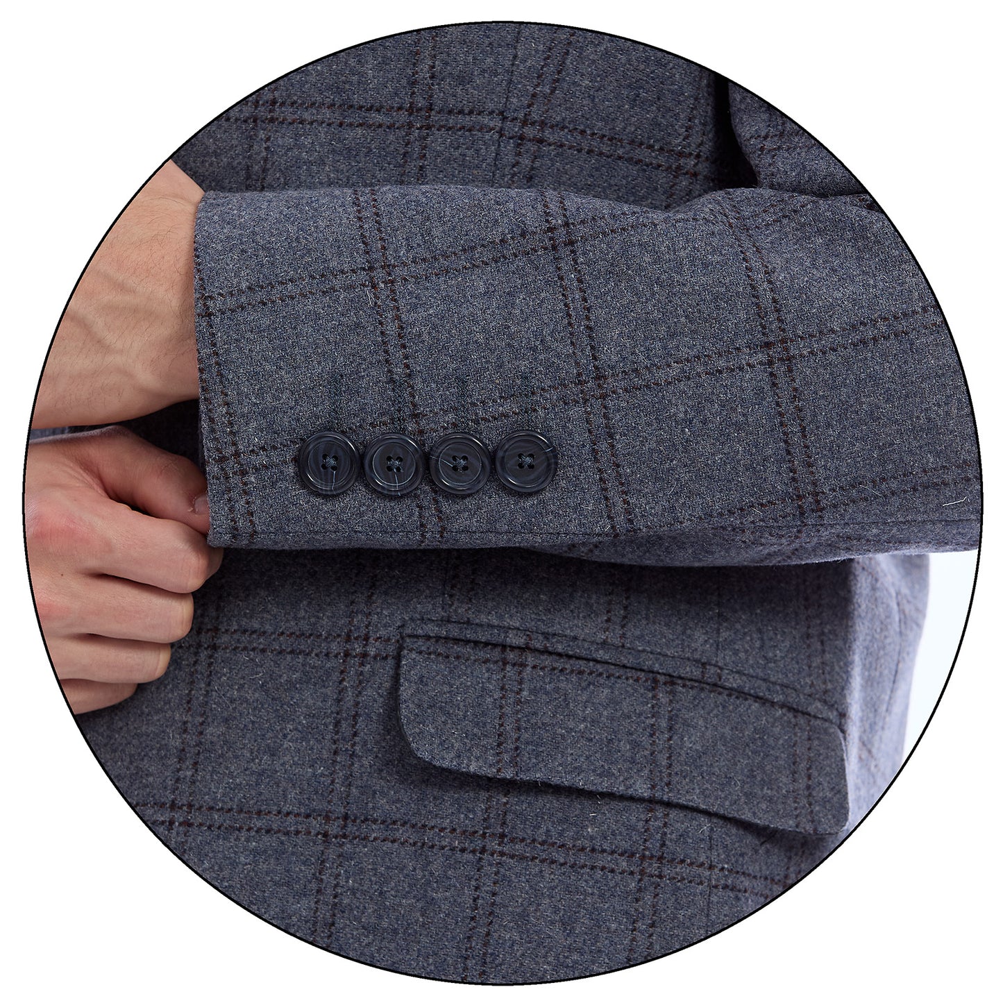 Abrigo 3/4 Para Caballero Solapa Escuadra A Cuadros