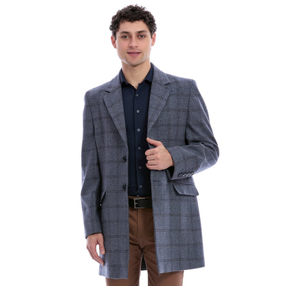 Abrigo 3/4 Para Caballero Solapa Escuadra A Cuadros